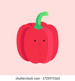 Vector pepper. Flat vegetable. Fresh food design elements isolated on background. Farm product for restaurant menu, market label. Vegetables background.