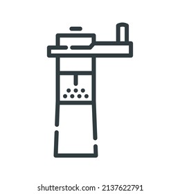 Vector pepper mill line icon isolated on transparent background. 