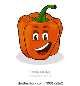 Vector Pepper with stylized cartoon look, with face, shadows and highlights