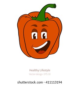 Vector Pepper with stylized cartoon look, with face