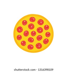 Vector pepperoni pizza icon, sticker isolated on white background.
