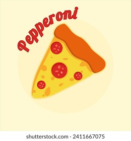 Vector pepperoni pizza slice. Fast food Illustration