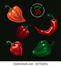 Vector peppers. No transparency, no meshes, no gradients