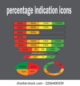 vector percentage indication icons in defferent shape