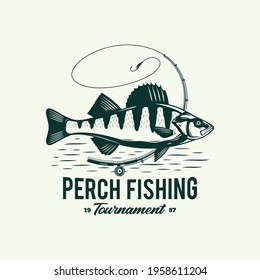 Vector perch fishing badge design concept