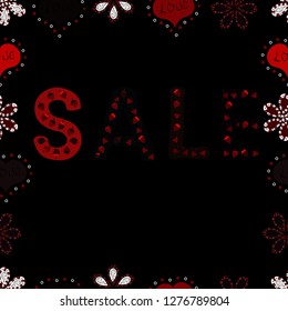 Vector. Perfect big letters for bloggers. Seamless pattern. Hand sketched Sale text as blog theme design. Blogging concept illustration for website banners. Illustration in white, red and black colors