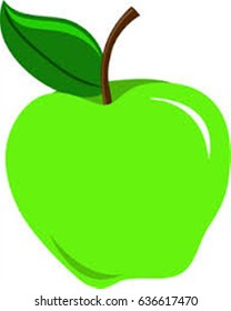 Vector Perfect Fresh Green Apple Isolated on White Background in Full Depth of Field.