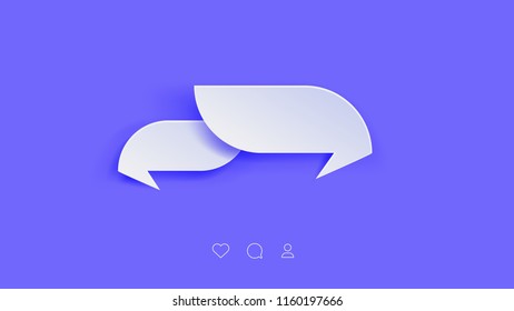 Vector Perfect Paper Style Speech Bubbles. Blank Isolated 3D Paper Stickers On Blue Background.