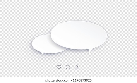 Vector Perfect Paper Style Speech Bubbles. Blank Isolated 3D Paper Stickers On Transparent Background.