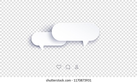 Vector Perfect Paper Style Speech Bubbles. Blank Isolated 3D Paper Stickers On Transparent Background.