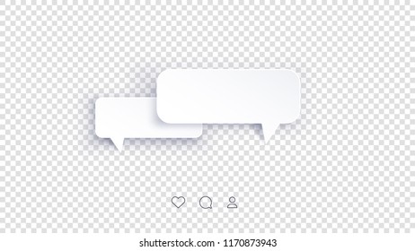 Vector Perfect Paper Style Speech Bubbles. Blank Isolated 3D Paper Stickers On Transparent Background.