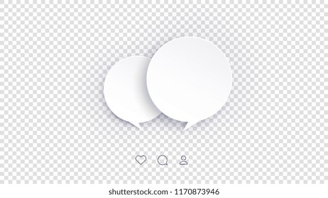 Vector Perfect Paper Style Speech Bubbles. Blank Isolated 3D Paper Stickers On Transparent Background.