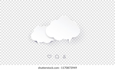 Vector Perfect Paper Style Speech Bubbles. Blank Isolated 3D Paper Stickers On Transparent Background.