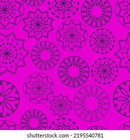 Vector. Perforated bright patterns Papel Picado pattern on a colored background. Hispanic Heritage Month. Polygonal seamless pattern for web banner, poster, cover, splash, social network.