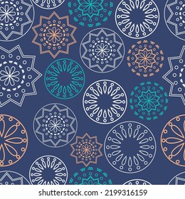 Vector. Perforated bright patterns Papel Picado pattern on a colored background. Hispanic Heritage Month. Polygonal seamless pattern for web banner, poster, cover, splash, social network.