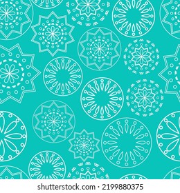 Vector. Perforated bright patterns Papel Picado pattern on a colored background. Hispanic Heritage Month. Polygonal seamless pattern for web banner, poster, cover, splash, social network.