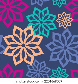 Vector. Perforated bright patterns Papel Picado pattern on a colored background. Hispanic Heritage Month. Polygonal seamless pattern for web banner, poster, cover, splash, social network.