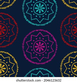 Vector. Perforated color patterns, hand-drawn Papel Picado pattern. Hispanic Heritage Month. Polygonal pattern for web banner, poster, cover, splash, social network. Line sketch. Color.