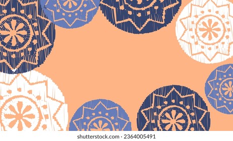 Vector. Perforated color patterns, hand-drawn Papel Picado pattern. Hispanic Heritage Month. Floral pattern for web banner, poster, cover, splash, social network with copy space for your text.  