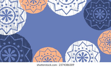 Vector. Perforated color patterns, hand-drawn Papel Picado pattern. Hispanic Heritage Month. Floral pattern for web banner, poster, cover, splash, social network with copy space for your text.  