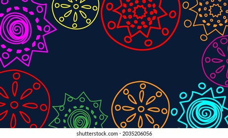 Vector. Perforated colored patterns, hand-drawn Papel Picado pattern. Hispanic Heritage Month. Polygonal pattern for web banner, poster, cover, splash, social network.