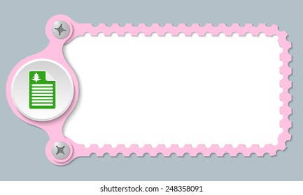 vector perforated frame and document icon and tree symbol