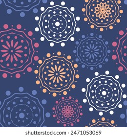 Vector. Perforated geometric patterns Papel Picado pattern. Hispanic Heritage Month. Polygonal seamless pattern for poster, cover, social network; for textiles, wallpaper, packaging, wrapping paper.