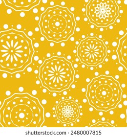 Vector. Perforated geometric patterns Papel Picado pattern. Hispanic Heritage Month. Polygonal seamless pattern for poster, cover, social network; for textiles, wallpaper, packaging, wrapping paper.