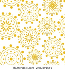 Vector. Perforated geometric patterns Papel Picado pattern. Hispanic Heritage Month. Polygonal seamless pattern for poster, cover, social network; for textiles, wallpaper, packaging, wrapping paper.