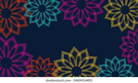 Vector. Perforated hand-drawn patterns Papel Picado. National Hispanic Heritage Month. Floral backgraund with copy space for text, for web banner, poster, cover, splash, social network. Line sketch.