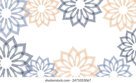 Vector. Perforated hand-drawn patterns Papel Picado. National Hispanic Heritage Month. Floral backgraund with copy space for text, for web banner, poster, cover, splash, social network. Line sketch.