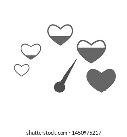 Vector performance measurement love icon, speedometer icon