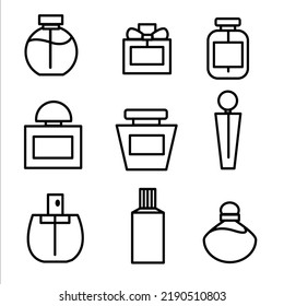 vector perfume bottle cosmetic set icon illustration