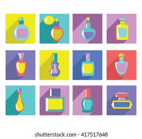 Vector Perfume Bottles Collection Flat Design Stock Vector (Royalty ...