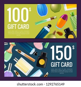 Vector perfume bottles discount or gift illustration