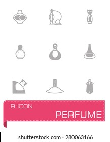 Vector Perfume icon set on grey background