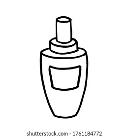 Vector perfume or serum booster bottle. Hand drawn sketch illustration. Linear icon