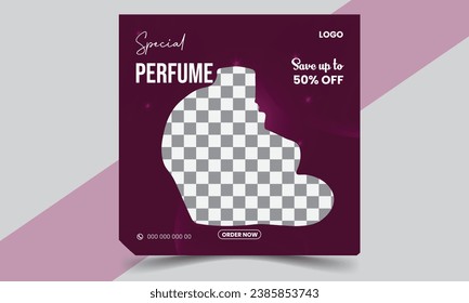 Plantilla de diseño de publicaciones en redes sociales con perfume vectorial.