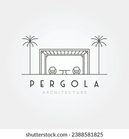 vector of pergola line art icon logo illustration design, minimalist architecture design