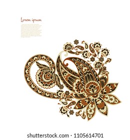 Floral Paisley Pattern Indian Style Stock Illustration 1541837297 ...