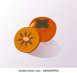 Vector persimmon isolated on the white background. EPS 10