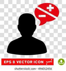 Vector Person Arguments Balloon EPS vector pictogram. Illustration style is flat iconic bicolor intensive red and black symbol on a transparent background.