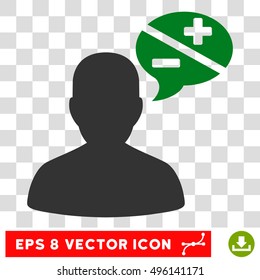 Vector Person Arguments Balloon EPS vector pictograph. Illustration style is flat iconic bicolor green and gray symbol on a transparent background.