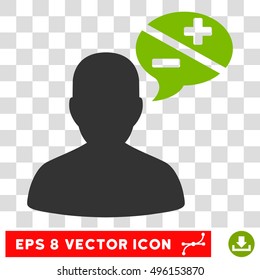 Vector Person Arguments Balloon EPS vector icon. Illustration style is flat iconic bicolor eco green and gray symbol on a transparent background.