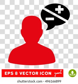 Vector Person Arguments Balloon EPS vector pictograph. Illustration style is flat iconic bicolor black and intensive red symbol on a transparent background.