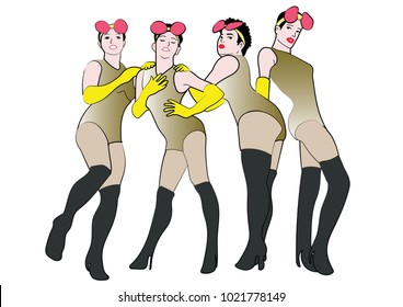 Vector of person or bisexual person sexy posing on the stage