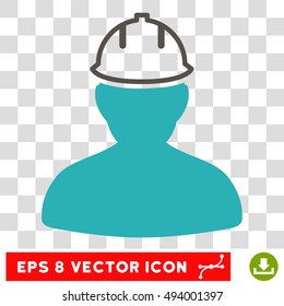 Vector Person in Hardhat EPS vector icon. Illustration style is flat iconic bicolor grey and cyan symbol on a transparent background.