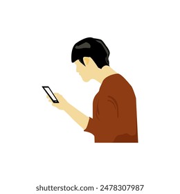 vector of person holding smartphone, hand holding smartphone