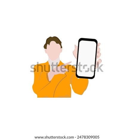 vector of person holding smartphone, hand holding new product smartphone