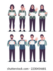 Vector Person is an image design of several people doing promotions using paper